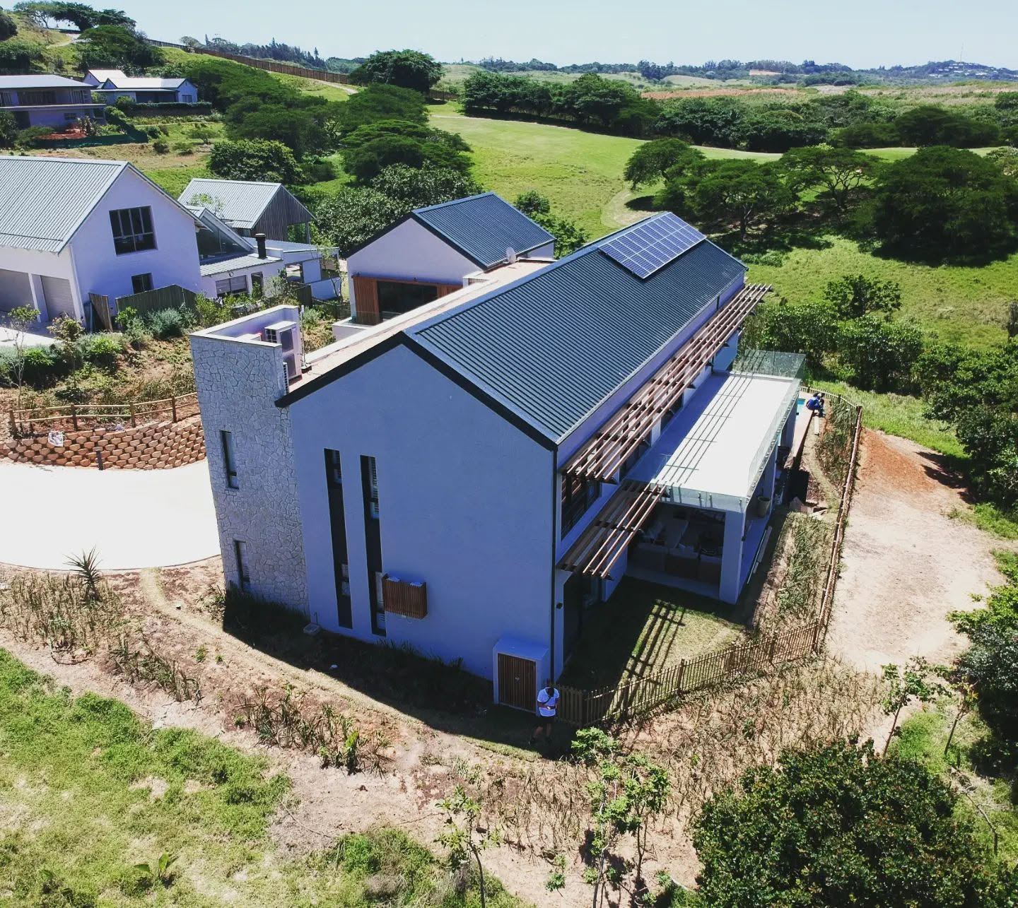 Aerial view of a hillside spec-home development